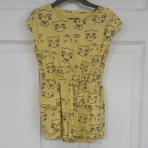 Mini Rodini Yellow Cat Pattern Romper